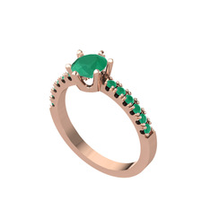 Mazus Tektaş Yüzük - Kök zümrüt 925 ayar rose altın kaplama gümüş yüzük #x57qa8
