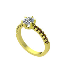 Mazus Tektaş Yüzük - Pırlanta ve dumanlı kuvars 925 ayar altın kaplama gümüş yüzük (0.92 karat) #xzlkvj