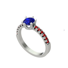 Lab safir ve garnet 925 ayar gümüş yüzük