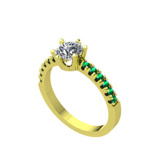 Mazus Tektaş Yüzük - Pırlanta ve yeşil kuvars 925 ayar altın kaplama gümüş yüzük (0.92 karat) #zosiqr