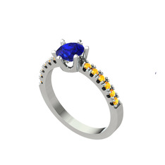 Mazus Tektaş Yüzük - Lab safir ve sitrin 8 ayar beyaz altın yüzük #zxo4ea