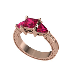 Rodolit garnet 8 ayar rose altın yüzük