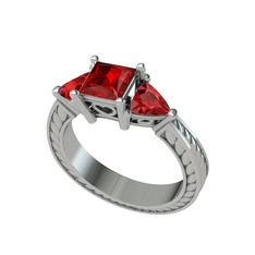 Garnet 14 ayar beyaz altın yüzük