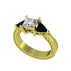 Beyaz zirkon ve siyah zirkon 14 ayar altın yüzük