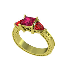 Prenses Tria Yüzük - Rodolit garnet ve garnet 18 ayar altın yüzük #1edm2pa