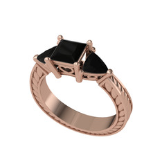 Prenses Tria Yüzük - Siyah zirkon 18 ayar rose altın yüzük #1nr96zg