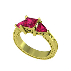 Prenses Tria Yüzük - Rodolit garnet 14 ayar altın yüzük #1s3fbrn
