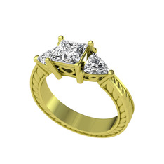 Prenses Tria Yüzük - Beyaz zirkon 8 ayar altın yüzük #1v8hghd