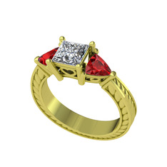 Swarovski ve garnet 8 ayar altın yüzük