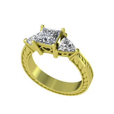 Prenses Tria Yüzük - Swarovski ve beyaz zirkon 18 ayar altın yüzük #1wlobd3