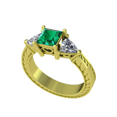 Yeşil kuvars ve swarovski 18 ayar altın yüzük