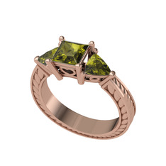 Peridot 925 ayar rose altın kaplama gümüş yüzük