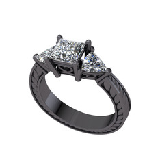 Swarovski 925 ayar siyah rodyum kaplama gümüş yüzük