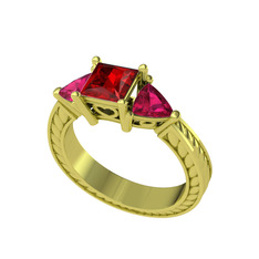 Prenses Tria Yüzük - Garnet ve rodolit garnet 14 ayar altın yüzük #86105v