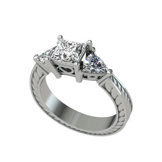 Prenses Tria Yüzük - Beyaz zirkon ve swarovski 8 ayar beyaz altın yüzük #bzxa5y