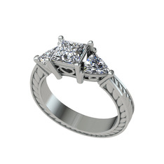 Prenses Tria Yüzük - Swarovski 18 ayar beyaz altın yüzük #cumow0
