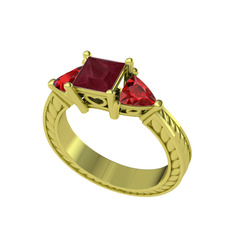 Kök yakut ve garnet 18 ayar altın yüzük