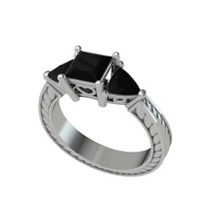 Prenses Tria Yüzük - Siyah zirkon 18 ayar beyaz altın yüzük #lqijvq