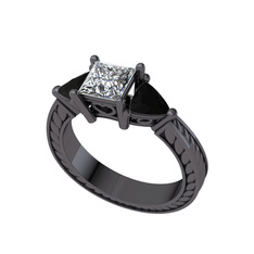 Swarovski ve siyah zirkon 925 ayar siyah rodyum kaplama gümüş yüzük