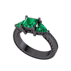 Yeşil kuvars 925 ayar siyah rodyum kaplama gümüş yüzük