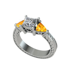 Swarovski ve sitrin 925 ayar gümüş yüzük