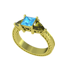 Prenses Tria Yüzük - Akuamarin ve peridot 925 ayar altın kaplama gümüş yüzük #wvm84c