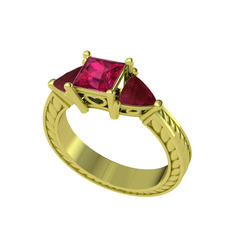 Prenses Tria Yüzük - Rodolit garnet ve kök yakut 14 ayar altın yüzük #yeo4ll