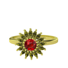 Garnet ve peridot 14 ayar altın yüzük