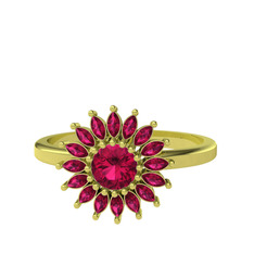 Taşlı Papatya Yüzük - Rodolit garnet 8 ayar altın yüzük #1hb1bql