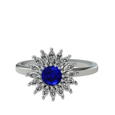 Lab safir ve swarovski 925 ayar gümüş yüzük