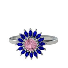 Pembe kuvars ve lab safir 925 ayar gümüş yüzük