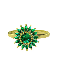 Taşlı Papatya Yüzük - Yeşil kuvars 18 ayar altın yüzük #1m58nzq