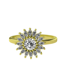 Taşlı Papatya Yüzük - Beyaz zirkon 18 ayar altın yüzük #1x410xz