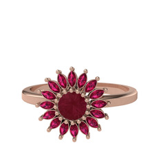 Kök yakut ve rodolit garnet 18 ayar rose altın yüzük