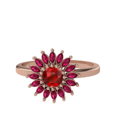 Garnet ve rodolit garnet 18 ayar rose altın yüzük
