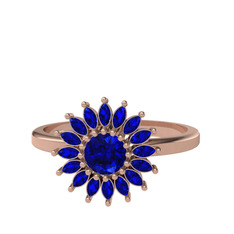 Taşlı Papatya Yüzük - Lab safir 18 ayar rose altın yüzük #pycap7