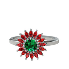 Yeşil kuvars ve garnet 925 ayar gümüş yüzük