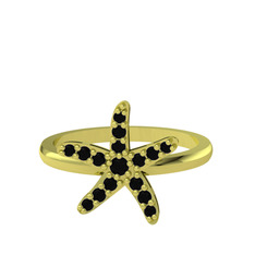 Denizyıldızı Yüzük - Siyah zirkon 18 ayar altın yüzük #126ky2t