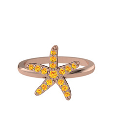 Denizyıldızı Yüzük - Sitrin 14 ayar rose altın yüzük #1b6tlla