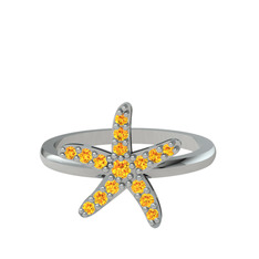 Denizyıldızı Yüzük - Sitrin 8 ayar beyaz altın yüzük #1c50exj