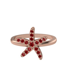 Denizyıldızı Yüzük - Garnet 925 ayar rose altın kaplama gümüş yüzük #1f93iv8