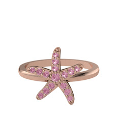 Pembe kuvars 8 ayar rose altın yüzük