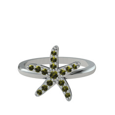 Denizyıldızı Yüzük - Peridot 8 ayar beyaz altın yüzük #1noft2