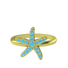 Denizyıldızı Yüzük - Akuamarin 925 ayar altın kaplama gümüş yüzük #6kdzjg