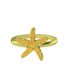 Denizyıldızı Yüzük - Sitrin 8 ayar altın yüzük #ek163x