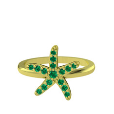 Denizyıldızı Yüzük - Yeşil kuvars 925 ayar altın kaplama gümüş yüzük #imlg35