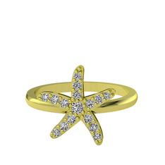 Denizyıldızı Yüzük - Swarovski 18 ayar altın yüzük #v1cnow