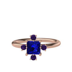 Earla Yüzük - Lab safir ve ametist 14 ayar rose altın yüzük #10n0juq