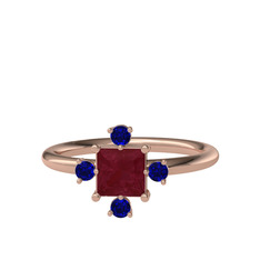 Earla Yüzük - Kök yakut ve lab safir 8 ayar rose altın yüzük #12nn3zb