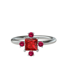 Earla Yüzük - Garnet ve rodolit garnet 18 ayar beyaz altın yüzük #131473h